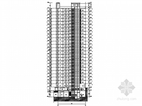 [湖南]25层现代风格商住两用住宅建筑施工图（知名设计院 2015年）-25层现代风格商住两用住宅建筑剖面图 