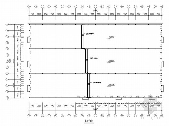 石建筑施工图资料下载-[福建]单层三跨门刚结构石业公司厂房结构施工图