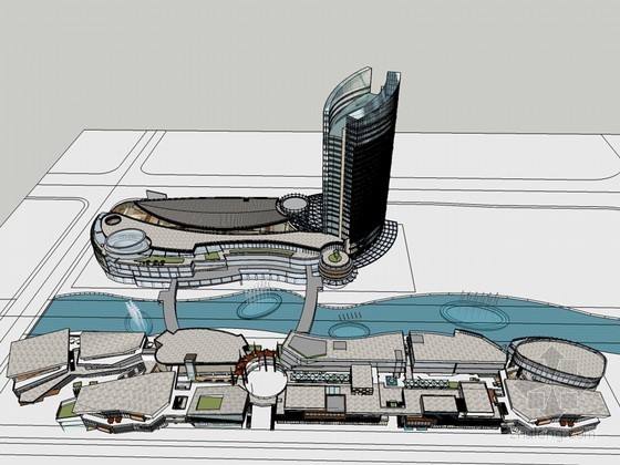商业园区建筑模型资料下载-城市商业建筑SketchUp模型下载
