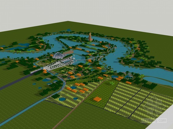 sketchup模型公园资料下载-湿地公园SketchUp模型下载