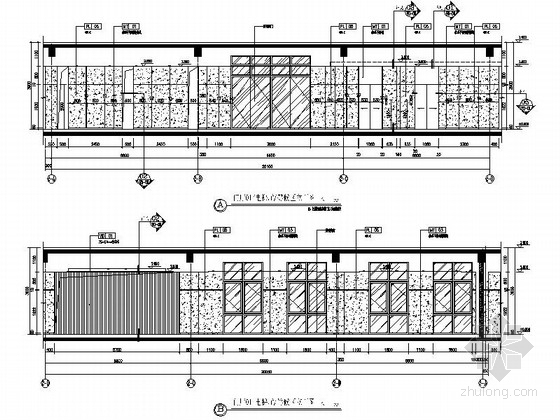 [北京]中国建筑企业技术中心现代高档办公楼CAD装修施工图（含全套方案）门厅立面图 