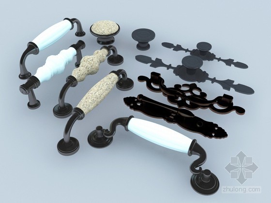 门拉手3d模型下载资料下载-欧式拉手3D模型下载
