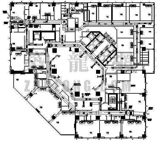 二层酒楼图纸资料下载-某四层酒楼空调平面图