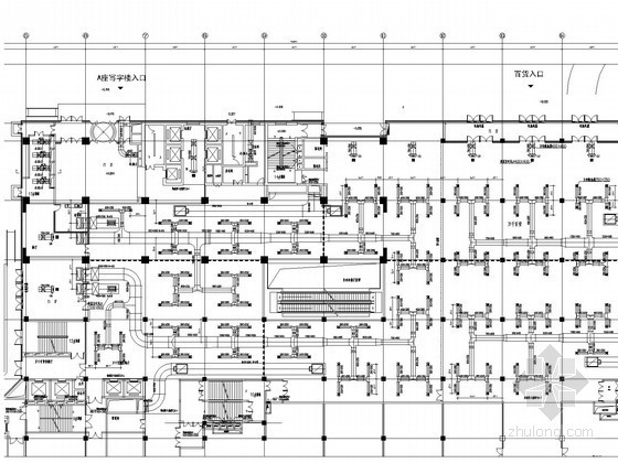 [北京]商业综合楼暖通空调通风系统设计施工图（著名院作品）-空调通风及防排烟平面图 