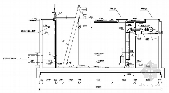 wq潜污泵cad图纸资料下载-污水泵站泵的工艺总图