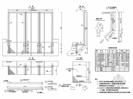 2x40m钢混凝土联合连续梁桥全套施工图（32张）-防落物网构造图