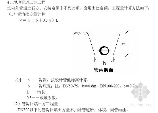 [造价入门]给排水及暖通空调安装工程预算编制入门精讲（附图计算实例114页）-埋地管道土方工程 