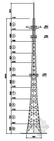 10米铁塔结构图资料下载-某60米通讯铁塔结构图纸