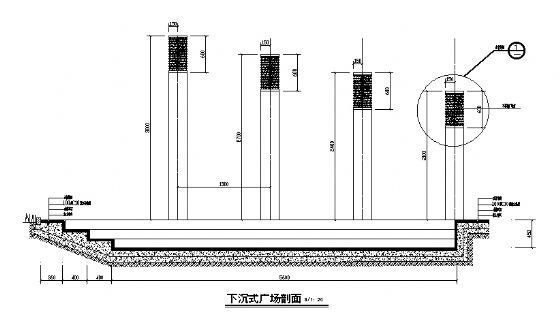 公路下沉式隧道质量控制资料下载-下沉式广场剖面及详图