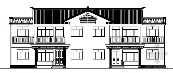 新农村建筑景观方案资料下载-某联体三开间新农村别墅建筑方案图