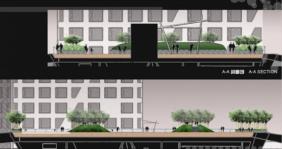 [北京]现代风格居住区景观规划设计方案-剖面图