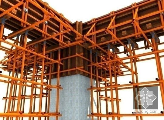 [河北]框架剪力墙结构医院施工组织设计（1000余页附图丰富）-梁柱接头处施工三维效果