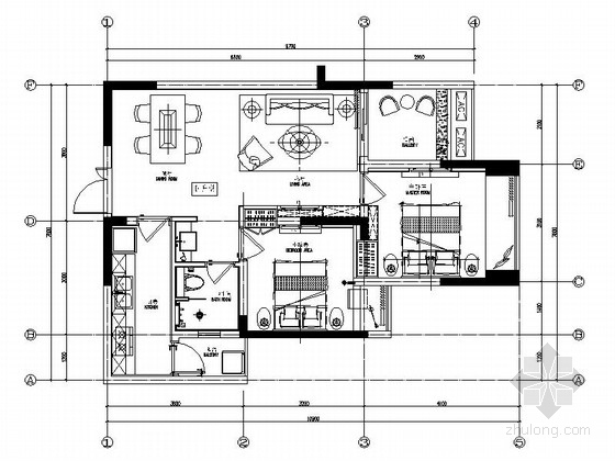 室内设计住宅两室一厅资料下载-[重庆]现代时尚两室一厅室内装修施工图