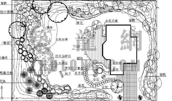 现代园林设计CAD施工图资料下载-小庭院园林设计图