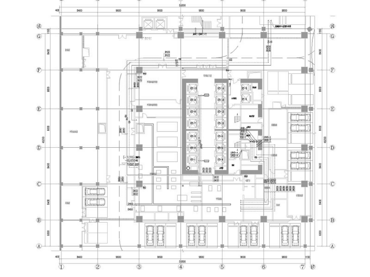 [甘肃]超高层甲级写字楼暖通全系统设计施工图（冷热源设计）-地下二层空调水系统平面图.jpg