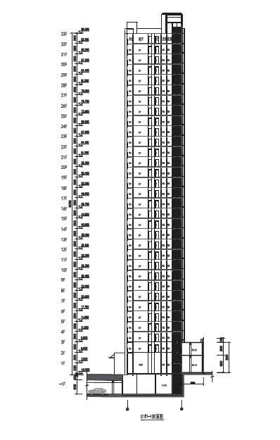 [河南]高层新古典风格中高档住宅建筑方案文本（含幼儿园及商业）-高层新古典风格中高档住宅建筑剖面图