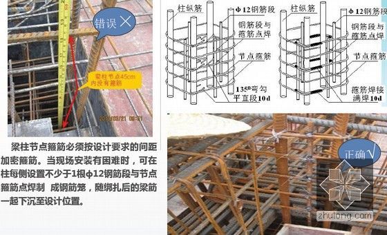 房建钢筋工程施工交底及质量汇报-箍筋加密区距离错误