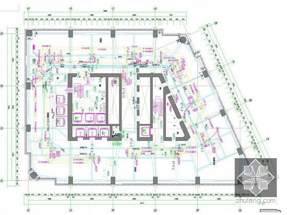 [江苏]超高层综合商业广场暖通空调全系统设计施工图（30万平 冰蓄冷 人防）-二十六层上部空调平面