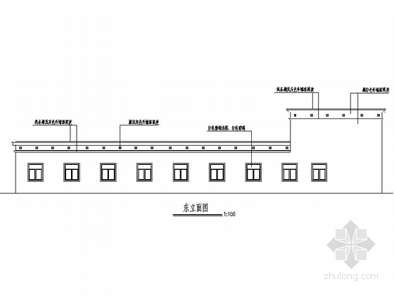 [安徽]两层简洁高级中学食堂建筑施工图-两层简洁高级中学食堂立面图