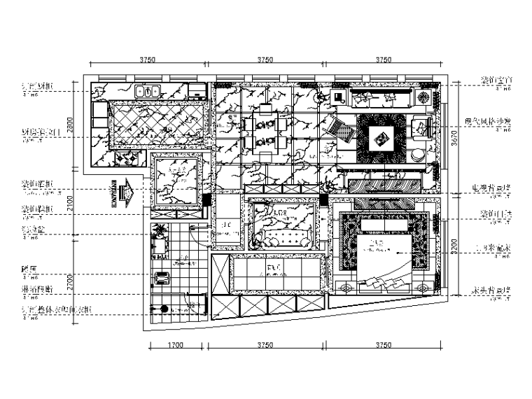 重庆现代风格景观资料下载-[重庆]现代风格复式楼设计CAD施工图（含效果图）