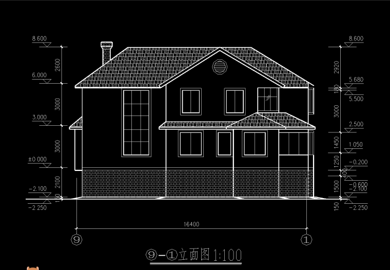 二层别墅平面立面剖面图资料下载-二层别墅建筑图