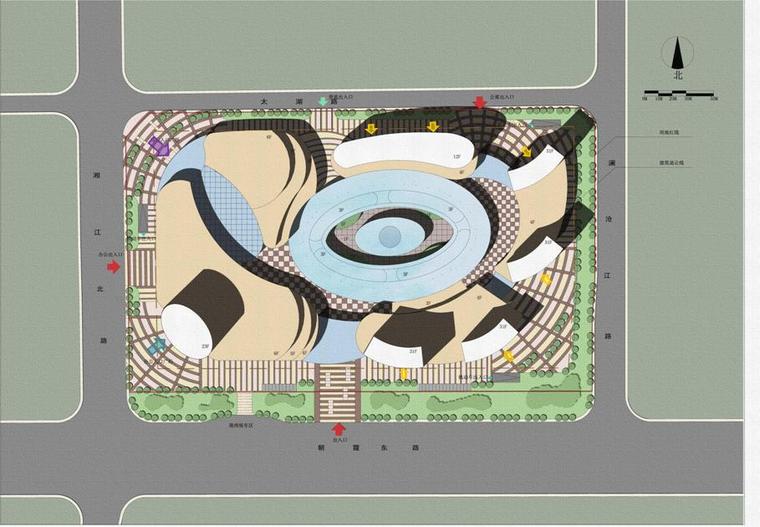 [江苏]超高层现代风格综合性商业综合体建筑设计方案文本-超高层现代风格综合性商业综合体建筑平面图