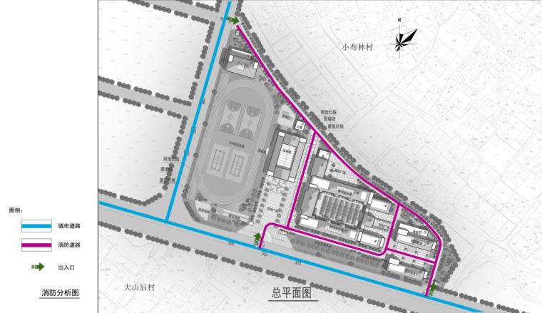 [福建]现代风格36班小学建筑设计方案文本（含多张CAD）-现代风格36班小学建筑分析图