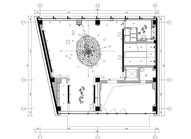 [上海]集艾设计-知名地产御河硅谷豪华一居室别墅样板房全套施工图+效果图+物料表-41F天花造型定位图_看图王