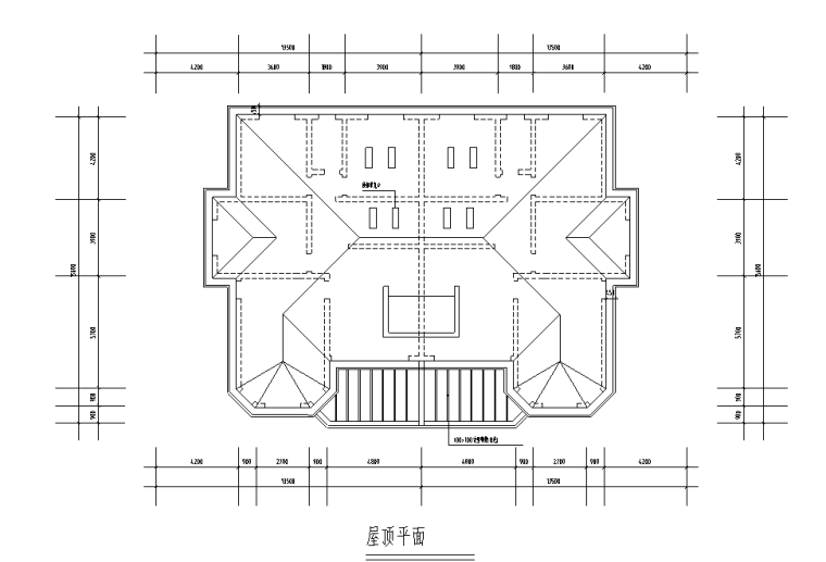 两户双联式别墅建筑设计文本（包含效果图+CAD）-屋顶平面图