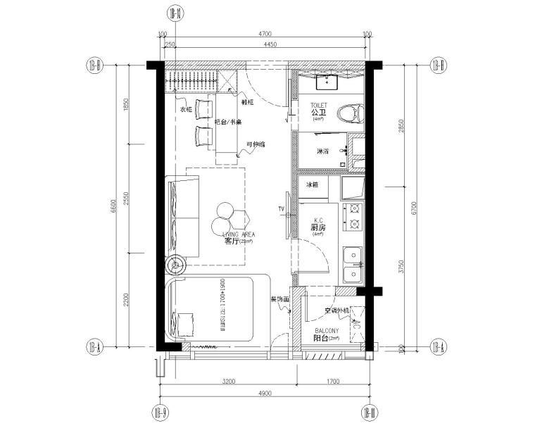 公寓平面cad图资料下载-[深圳]MYP-笋岗国际物流公寓5个户型样板房CAD施工图+设计方案