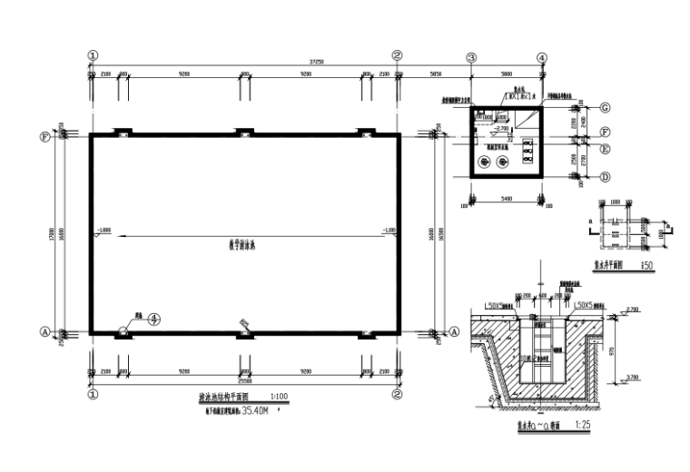 学校游泳池框架结构资料下载-[深圳]框架结构学校游泳馆建筑结构施工图（CAD、8张）