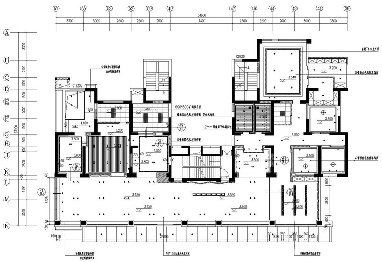 [杭州]环保乌托邦-翡翠城售楼处全套施工图及效果图-一层天花布置图