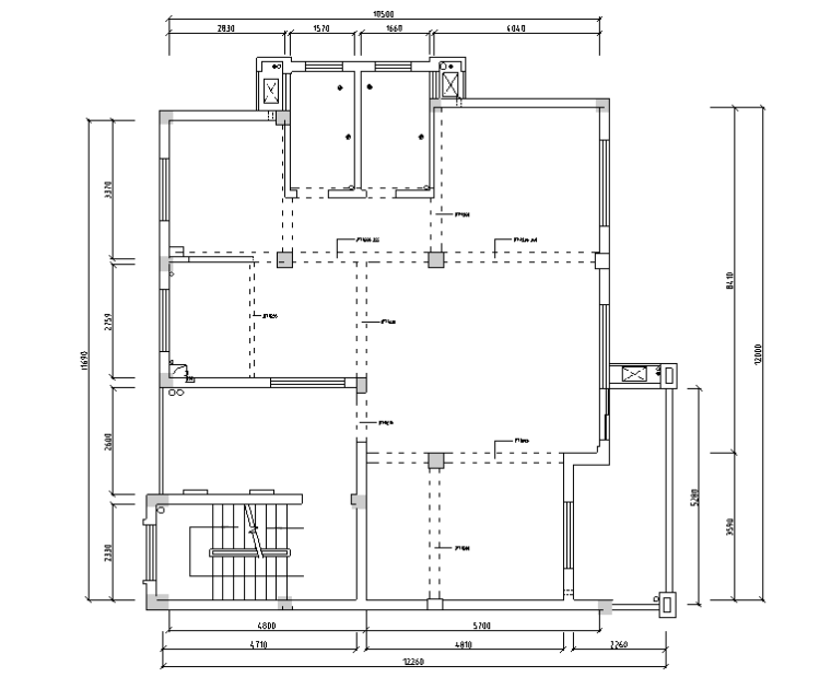 田园风花花世界主题四居室住宅设计施工图（附效果图）-原始结构图