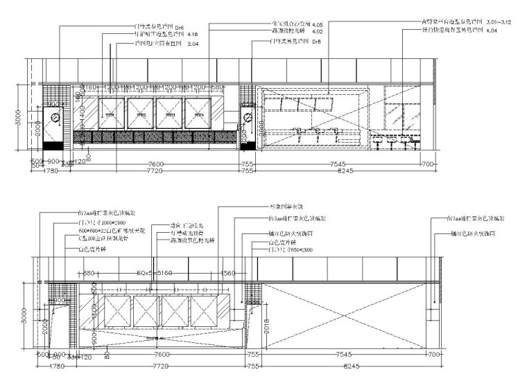 [北京]日式小清新——吉野家餐厅内部装修全套施工图（附效果图）-2.01~2.04立面图-Model