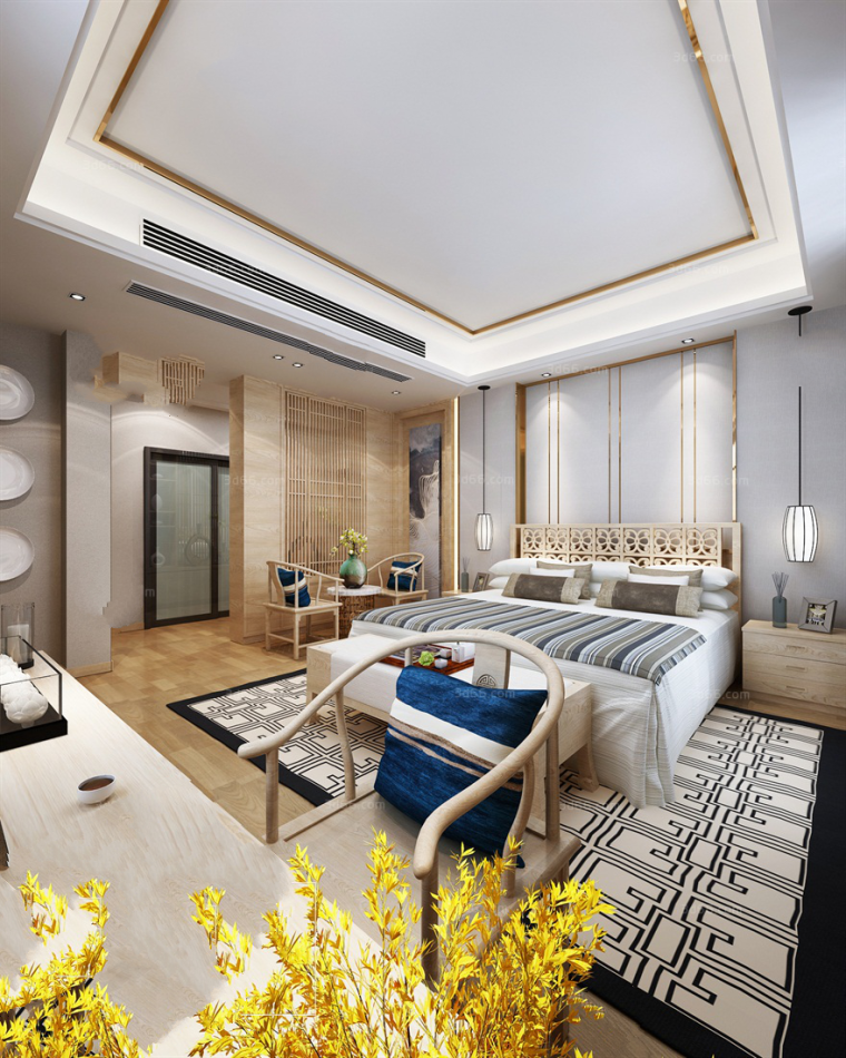 中式酒店大厅免费3D资料下载-20套中式风格宾馆套房3D模型合集