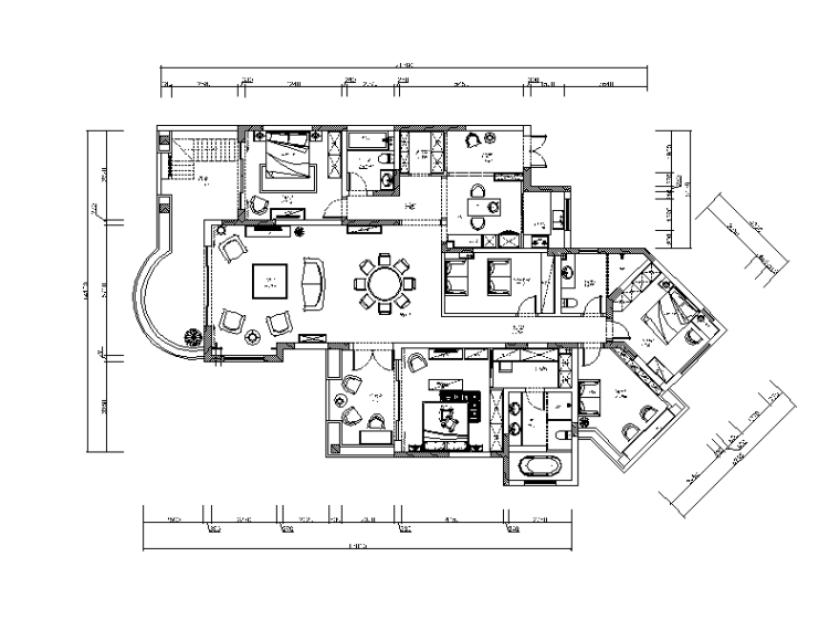 主卧欧式衣柜资料下载-[上海]欧式样板房设计CAD施工图（含效果图）