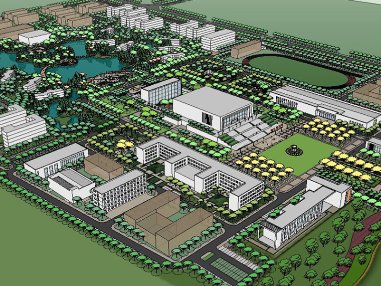 公园城市规划设计资料下载-某城市规划设计SU建筑模型