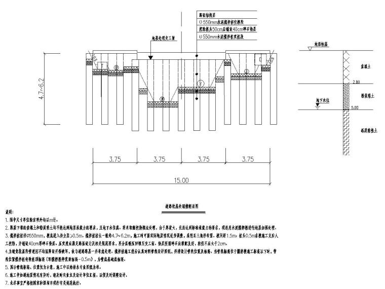 城市支路工程全套施工图设计102张（道排,交通,电气,燃气）-道路软基处理横断面图.jpg