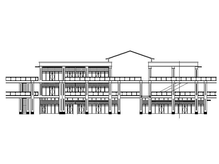 [山东]知名建材城新中式风格建筑施工图-知名建材城新中式风格建筑立面图