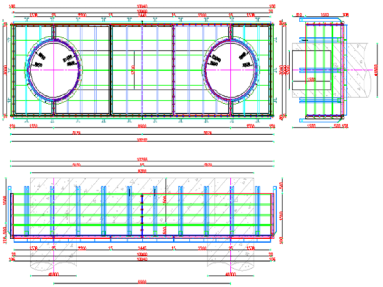 矩形布局排版设计图资料下载-[福建]三明市积善桥水下系梁钢套箱方案（附多张模板设计图）