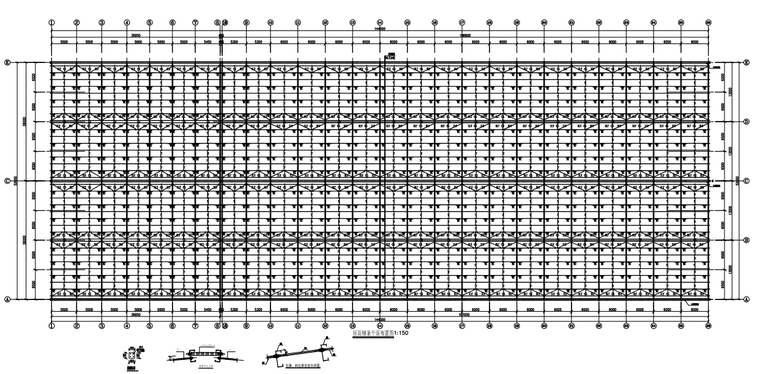 钢承板两层门式钢架厂房结构施工图（CAD，28张）-屋面檩条布置图