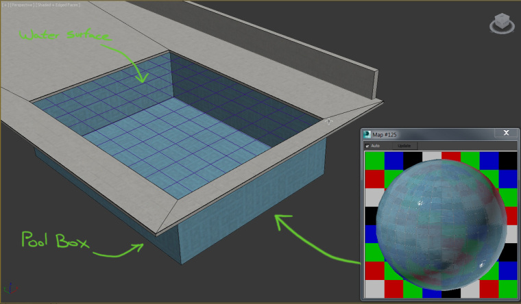 房屋贴图材质参数资料下载-3ds max vray[Noise]贴图渲染游泳池[焦散]caustics效果