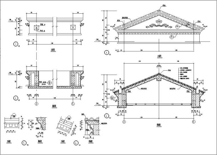 欧式独栋三层餐饮建筑设计方案施工图CAD-欧式三层独栋餐厅建筑屋面设计图