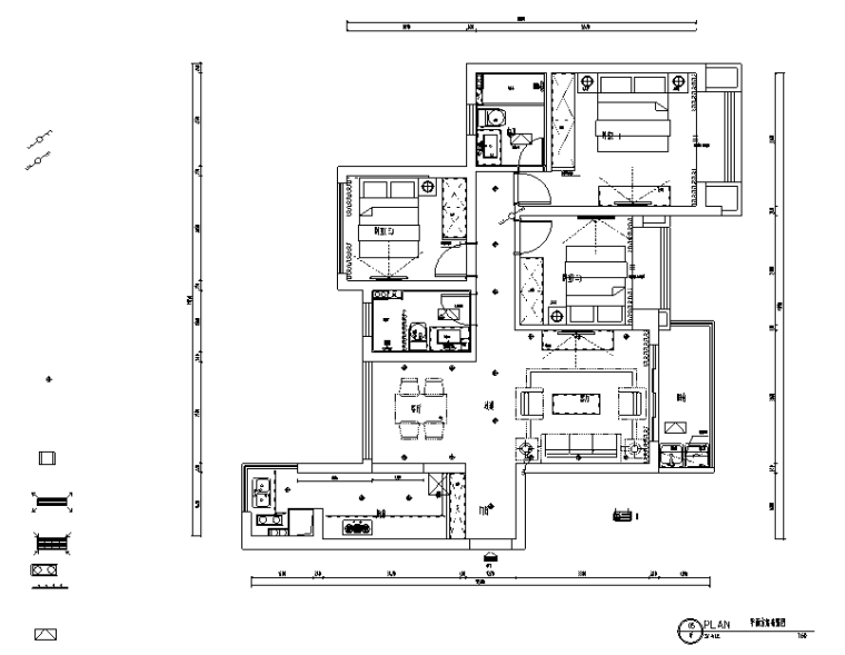 现代时尚简约三居室资料下载-合景叠翠峰美式三居室样板房设计施工图（附效果图）