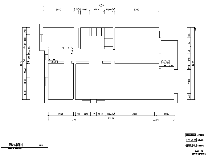 [黑龙江]新装饰主义风格400平米住宅设计施工图（附效果图)-一层墙体拆除图