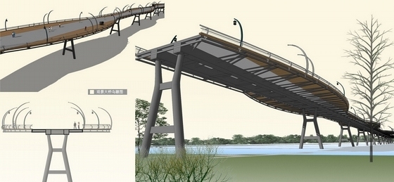 [河南]历史文化游憩公园景观设计方案-桥效果图