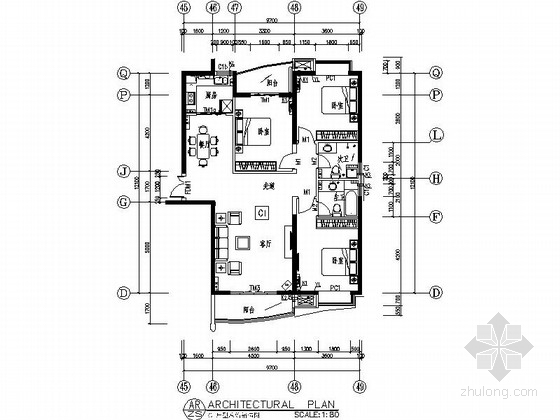 新古典欧式室内设计资料下载-[郑州]经典新古典欧式风格三居室样板房装修图（含效果）