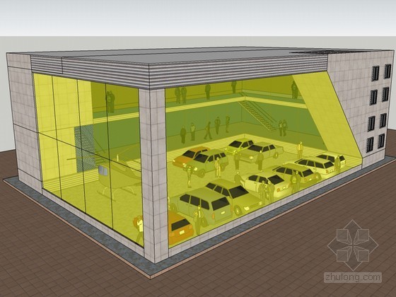 汽车汽车模型资料下载-汽车店SketchUp模型下载