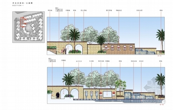 [四川]托斯卡纳风格别墅区中庭水景公园景观设计方案-节点效果图