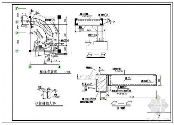 圆形大厅装修施工图资料下载-某宾馆大厅钢梯施工图